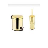 İsaoğlu Yapı Gold Çöp Kovası Gold Fırça Set Banyo Aksesuar Gold Pedallı Kova Premium Altın