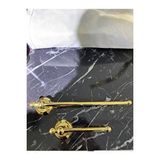 İSAOĞLU YAPI Gold Havluluk Ve Tuvalet Kağıtlığı Vintage Tasarım Altın Havluluk Ve Kağıtlık Set Pirinç