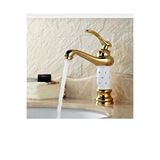 İSAOĞLU YAPI Gold Lavabo Bataryası Altın Banyo Musluğu Premium Taşlı Tasarım Gold Batarya