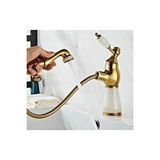 İsaoğlu Yapı Gold Spiralli Lavabo Bataryası Vintage Tasarım Mermerli Spiralli Lavabo Musluğu Altın
