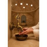 İSAOĞLU YAPI Hamam Musluğu Eskitme Gold, Özel Tasarım Kurna Musluğu, İşlemeli Antik Gold