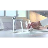 İsaoğlu Yapı Lavabo Bataryası Lavabo Musluğu Kare Modern Tasarım Banyo Musluğu Yüksek Model Lavabo Bataryası - Gümüş