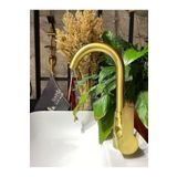 İSAOĞLU YAPI Mat Altın Lavabo Bataryası Gold Lavabo Musluğu Fırçalanmış Gold Banyo Bataryası Altın Musluk