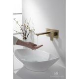 İSAOĞLU YAPI Mat Gold Ankastre Lavabo Bataryası, Mat Altın, Kare Modern Duvardan Ankastre Lavabo Armatür