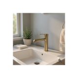 İSAOĞLU YAPI Mat Gold Banyo Armatürü, Fırçalanmış Altın Musluk, Lavabo Bataryası