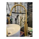 İSAOĞLU YAPI Mat Gold Çanak Lavabo Bataryası, Mat Altın Musluk, Drop Design