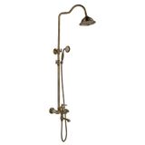 İSAOĞLU YAPI Mat Gold Duş Sistemi Mat Antik Gold Yağmurlama Banyo Duş Seti Pirinç Batarya Dahil Set Vintage