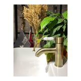 İSAOĞLU YAPI Mat Gold Lavabo Bataryası Antik Altın Lavabo Musluğu Porsalen Vintage Tasarım