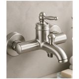 İsaoğlu Yapı Mat Krom Rustik Banyo Bataryası Retro Duş Armatürü Pirinç Paslanmaz Mat Gümüş Inox Batarya