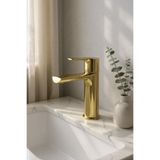 İSAOĞLU YAPI Parlak Gold Larancia Lavabo Bataryası, Altın Musluk, 16 cm Yükseklik, Pirinç Malzeme