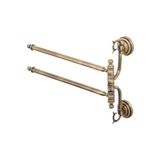 İSAOĞLU YAPI Pirinç İkili Havluluk Antik Gold Komple Pirinç Premium Vintage Banyo Havluluk Askılık