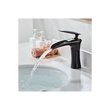 İSAOĞLU YAPI Siyah Lavabo Bataryası Şelale Doğal Akışlı Musluk Mat Siyah Lavabo Musluğu