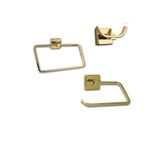 İSAOĞLU YAPI Tuvalet Kağıtlığı Havluluk Gold İkili Askılık Komple Set Kare Modern Tasarım Altın Banyo Aksesuar