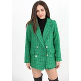 Isawella Yakası Püsküllü Düğmeli Tüvit Blazer Ceket - Yeşil