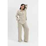 Isawella Yandan Bağlamalı Tunik Gömlek - Taş - XL