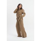 Isawella Yandan Bağlamalı Tunik Gömlek - Vizon - XL