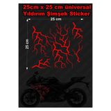 İŞCAN MOTOR Şimşek Yıldırım Sticker 25x25cm Kırmızı Motosiklet Kaplama Sticker Etiket