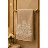iselahome Alyena Güpürlü Pamuklu Çeyizlik El Yüz Havlusu 50X90 cm - Cappuccino