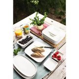 iselahome Artemis Porselen 6 Kişilik Oval Kenarlı Kare Kahvaltı Takımı 14 Parça Beyaz