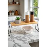 iselahome Bambora Metal Ayaklı Bambu Tezgâh Üstü Düzenleyici Raf/Sunumluk/ Organizer 36x12x15 cm