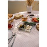 iselahome Divora 2 Bölmeli Kapaklı Cam Saklama Kabı/Kahvaltılık ve Piknik Kabı/Reçel,Bal ,Tereyağlık Kabı 480 ml