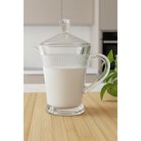 iselahome Elyra Cam Sütlük & Yağdanlık – Kapaklı Şeffaf Cam Sürahi 500 ml