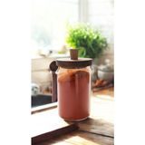 iselahome Lirden Cam Akasya Vakum Kapaklı Kaşıklı Saklama Kabı – Şekerlik, Çay ve Kahve Kavanozu 700 ml - Şeffaf - 1 Adet