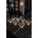 iselahome Lotessa Gold Ayaklı Cam Lotus Sunumluk 6’lı Set-Şekerlik Lokumluk Kahve Yanı İkramlık
