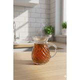 iselahome Lunero Borosilikat Cam 6’lı Çay Bardağı Seti – Bambu Tabanlı Çizgili 200 ml