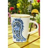 iselahome Meloria Seramik Kabartma Desenli Kaşıklı Kupa 280 ml - Mavi