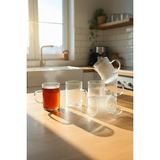 iselahome Molterra Çizgili Kulplu Isıya Dayanıklı Borosilikat Cam Kahve Çay Bardağı 6'lı 200 ml - Şeffaf