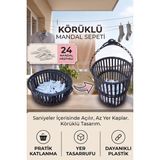 iselahome Plico Körüklü Mandal Sepeti Katlanabilir Çamaşır Mandalı Sepeti Askılı 24 Mandal Hediyeli - Füme