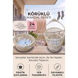 iselahome Plico Körüklü Mandal Sepeti Katlanabilir Çamaşır Mandalı Sepeti Askılı 24 Mandal Hediyeli - Krem