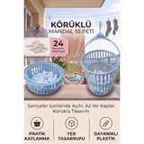 iselahome Plico Körüklü Mandal Sepeti Katlanabilir Çamaşır Mandalı Sepeti Askılı 24 Mandal Hediyeli - Mavi