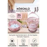 iselahome Plico Körüklü Mandal Sepeti Katlanabilir Çamaşır Mandalı Sepeti Askılı 24 Mandal Hediyeli - Pembe