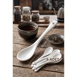 iselahome Riova 6'lı Lüx Porselen Çay & Kahve, Tatlı & Reçel Kaşığı ,sos Kaşığı 13 cm - Beyaz