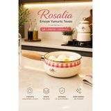 iselahome Rosalia Emaye Yumurta Tavası Sosluk ve Sütlük 1,3 Litre Isıya Dayanıklı 15 cm - Kırmızı - Beyaz