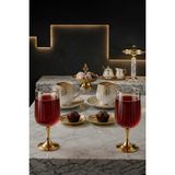 iselahome Serida 2'li Gold Metal Ayaklı Cam Kahve Yanı Bardak Seti/kahve Yanı Su Bardağı-Kadeh 135 ml - Gold - Beyaz