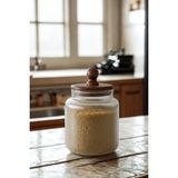 iselahome Valden Cam Akasya Vakum Kapaklı Saklama Kabı – Çay Kahve Bakliyat Kavanozu 1200 ml - Şeffaf - 1 Adet - 1,23 lt
