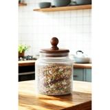 iselahome Valden Cam Akasya Vakum Kapaklı Saklama Kabı – Çay Kahve Bakliyat Kavanozu 900 ml - Şeffaf - 1 Adet