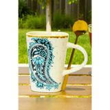 iselahome Valmora Kabartma Desen Kaşıklı Seramik Kupa 280 ml
