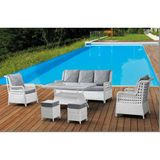 İserdi Garden Iserdi Garden Izmir Rattan Bahçe Balkon Koltuk Takımı 3+1+1+Masa+2puf - Beyaz
