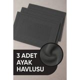Isessia 3 Adet %100 Pamuk En Iyi Emici Ayak Havlusu : Konforlu Banyo Paspası 50X70CM Terra Antrasit Gri - 50 x 70 cm - Antrasit - Gri