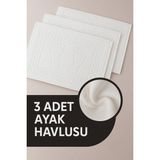 Isessia 3 Adet %100 Pamuk En Iyi Emici Ayak Havlusu : Konforlu Banyo Paspası 50X70CM Terra Beyaz - 50 x 70 cm