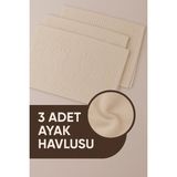 Isessia 3 Adet %100 Pamuk En Iyi Emici Ayak Havlusu : Konforlu Banyo Paspası 50X70CM Terra Kahve Bej - 50 x 70 cm