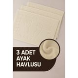 Isessia 3 Adet %100 Pamuk En Iyi Emici Ayak Havlusu : Konforlu Banyo Paspası 50X70CM Terra Krem - 50 x 70 cm