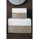 Isessia 4'lü Hamam Takımı Banyo Havlu Seti | 2 Adet 50X90 + 2 Adet 70X140 %100 Pamuk Yumuşak Havlu - Standart - Kahverengi - Beyaz
