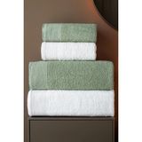 Isessia 4'lü Hamam Takımı Banyo Havlu Seti | 2 Adet 50X90 + 2 Adet 70X140 %100 Pamuk Yumuşak Havlu - Standart - Yeşil - Beyaz
