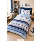 Isessia Dream Marin Tek Kişilik Lastikli Çarşaflı Nevresim Takımı | 160 x 220 cm