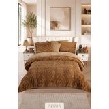 Isessia Lina Çift Kişilik Jakarlı Wellsoft Uyku Seti | Çift Taraflı | 230X250 cm | Çantalı - Kahverengi